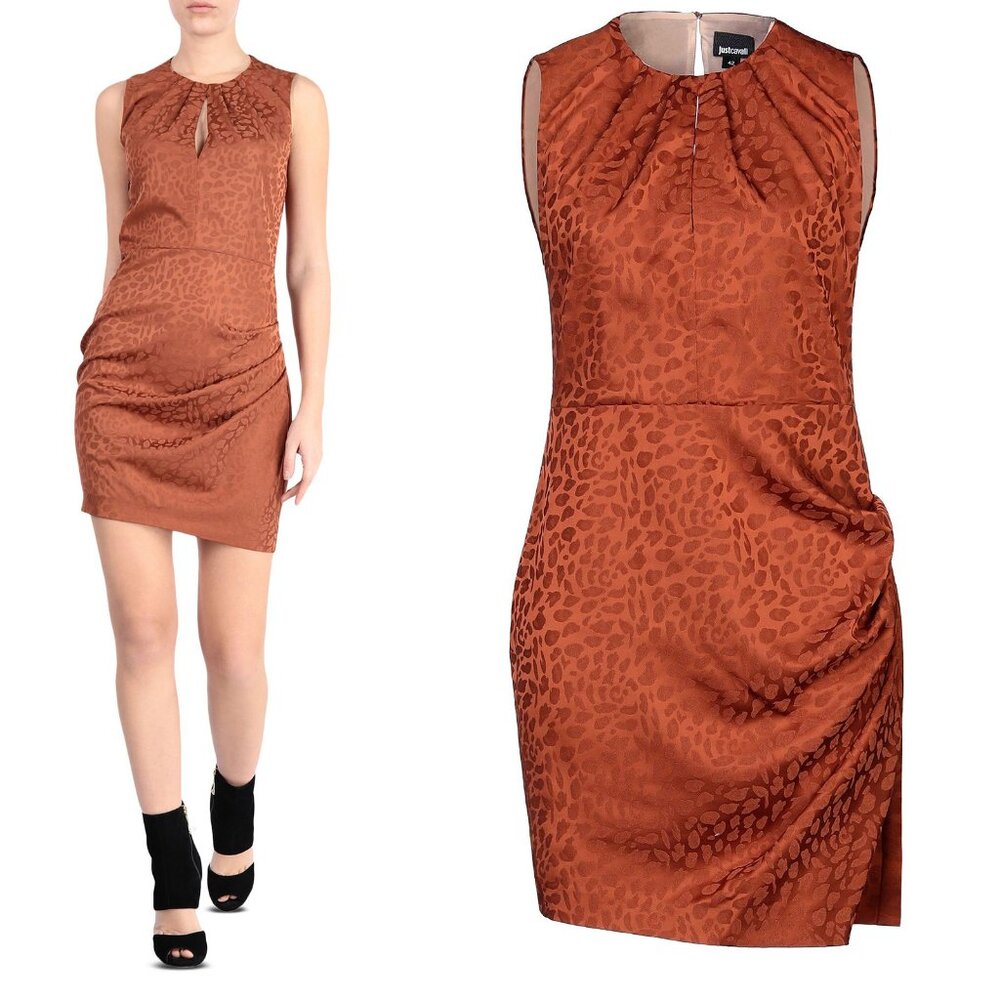 JUST CAVALLI BY ROBERTO CAVALLI DRESS SHORT LEOPARD JACQUARD sz 44 8